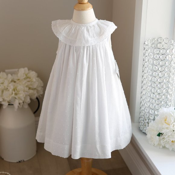 White Cotton Float Dress Bailey Boys Boutique Swiss Dot Eyelet Portrait NWT - Picture 1 of 6